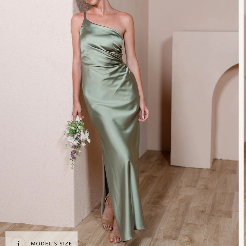 Revelry one shoulder satin dress - silver sage SIZE 8